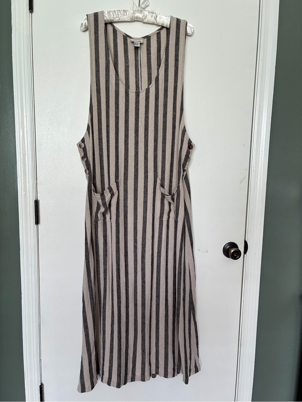 Chico's Sleeveless Striped Maxi jumper-Beige & Black